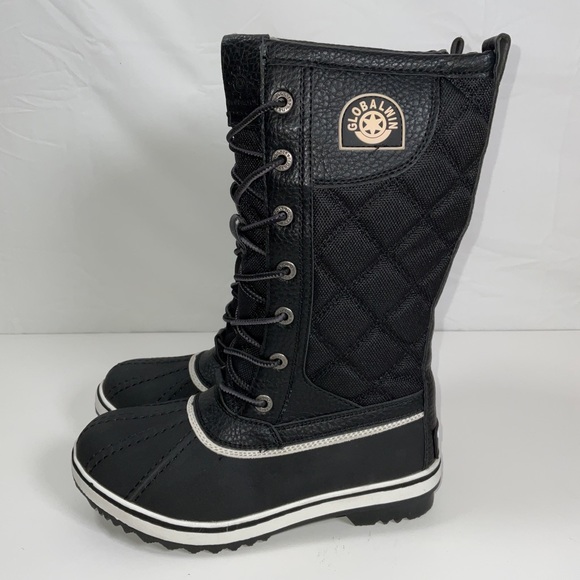 NWOB Women’s Global Win Lace Up Black Winter Snow Boots Size 5.5 - Picture 5 of 10